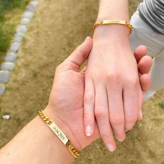 2 Pieces Couple Bracelet with Magnet Gold Silver Stainless Steel Lover  Bracelet Romantic Cute Sweet Jewelry Valentines Day Gifts - AliExpress