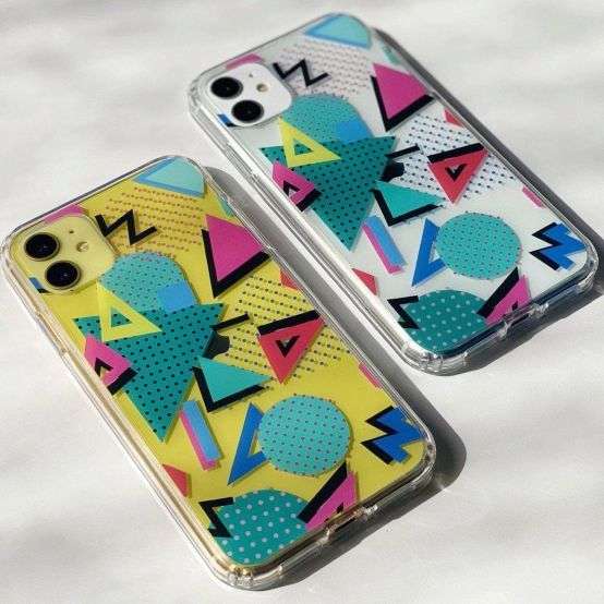 90s Memphis Shapes Clear Phone Case 3D Premium Customised